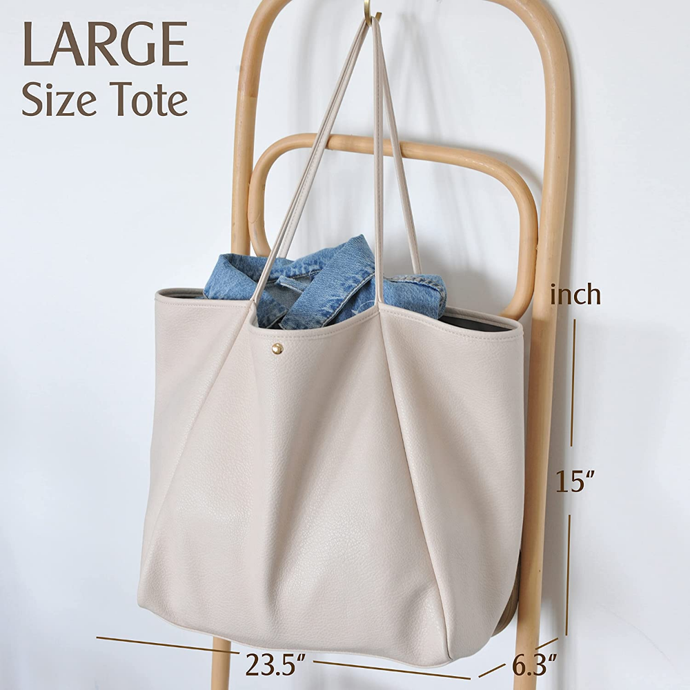 Oversize Vegan Leather Tote Women Weekender Bag Shopper Handbag Travel Purse