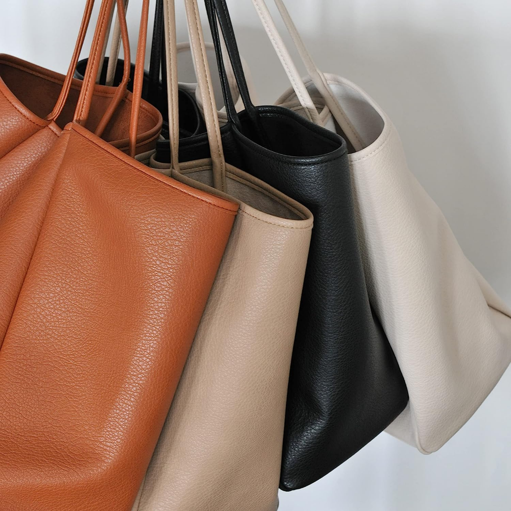 Oversize Vegan Leather Tote Women Weekender Bag Shopper Handbag Travel Purse