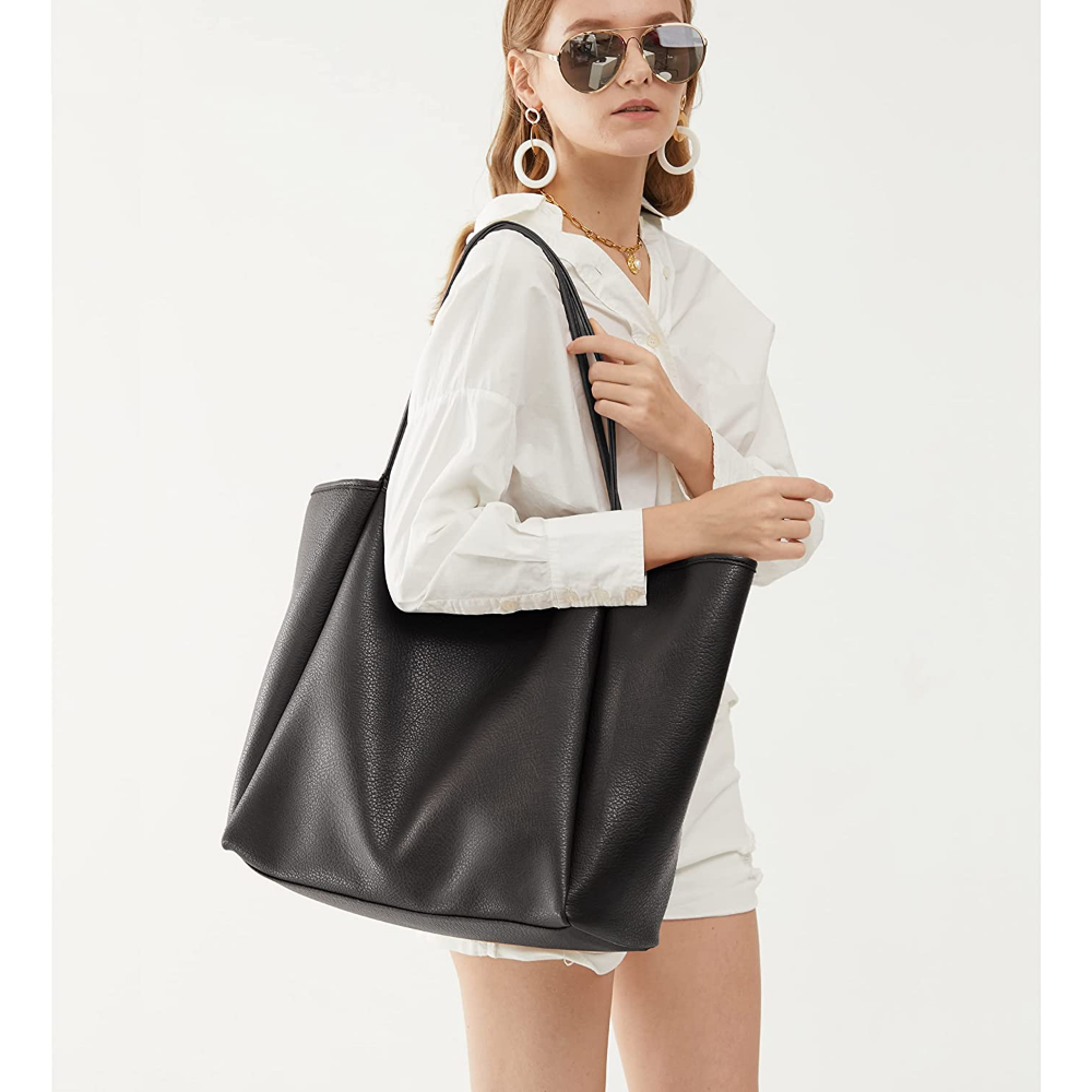 Oversize Vegan Leather Tote Women Weekender Bag Shopper Handbag Travel Purse