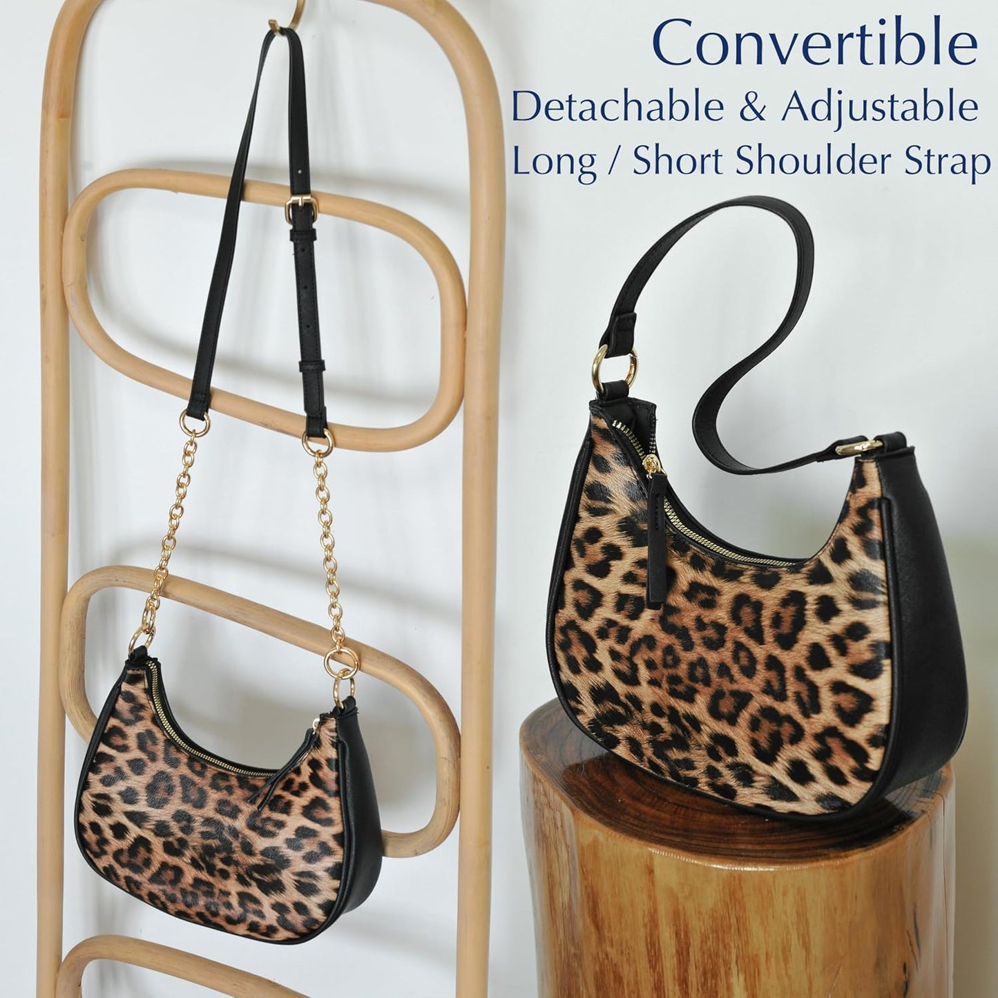 Crescent Shoulder Bag for Women Leopard Print