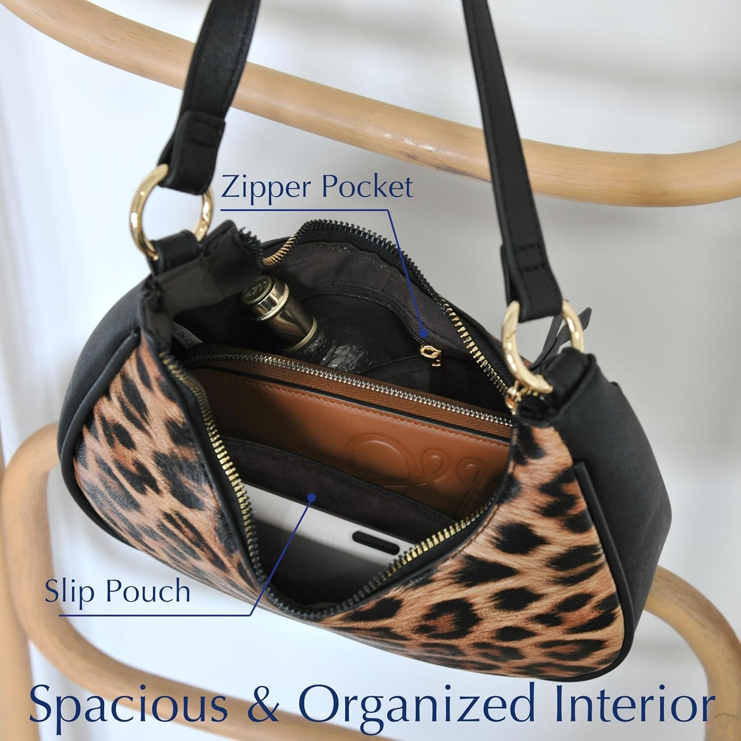 Crescent Shoulder Bag for Women Leopard Print
