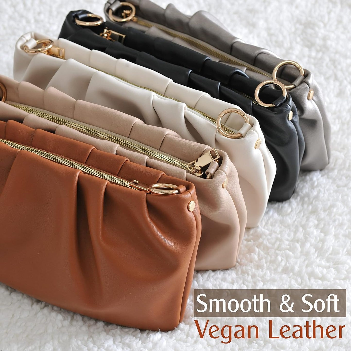 Ruched Shoulder Handbag - Nude