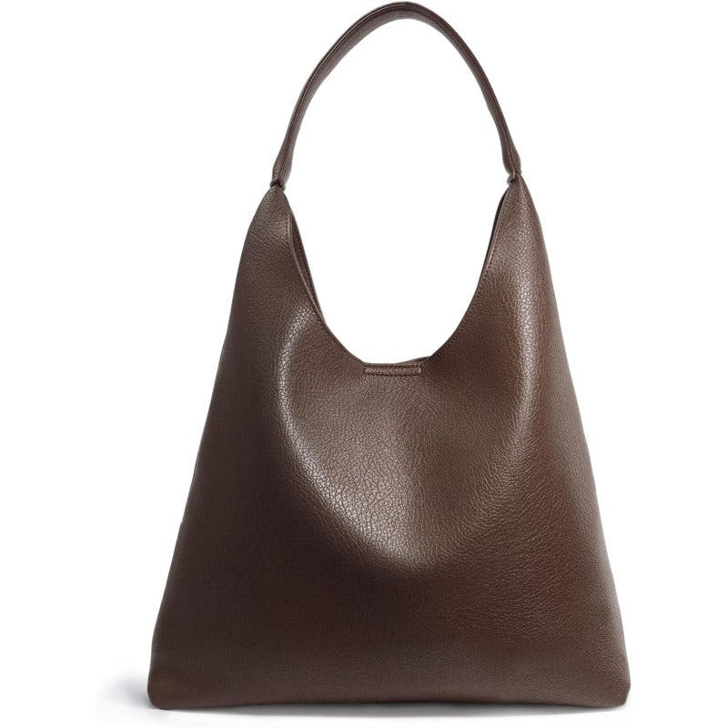 Soft Vegan Leather Hobo Bag for Women - Coffee