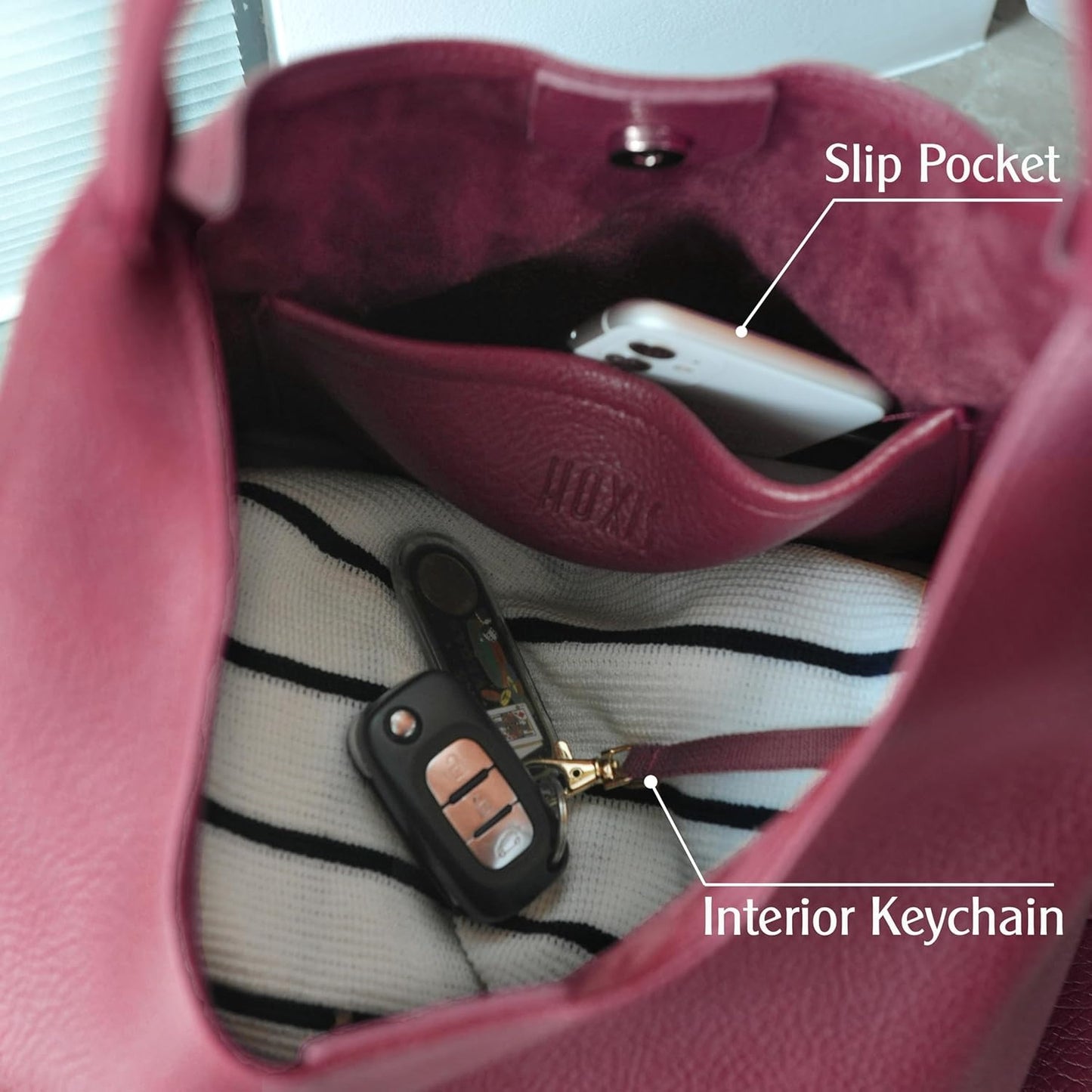 Soft Vegan Leather Hobo Bag for Women - Dark Red