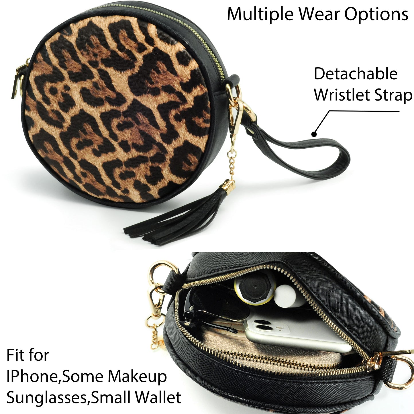 Round Crossbody Bag Leopard