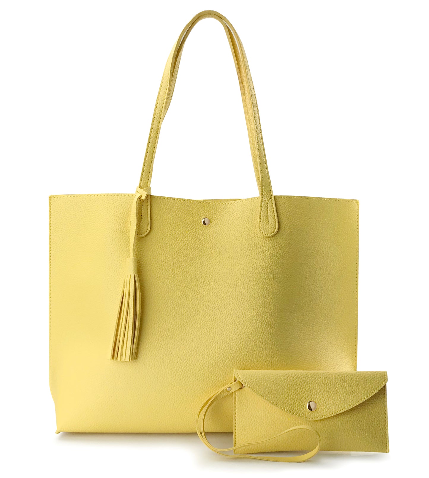 Minimalist Clean Cut Pebbled Faux Leather Tote Womens Shoulder Handbag - Hoxis Bags
