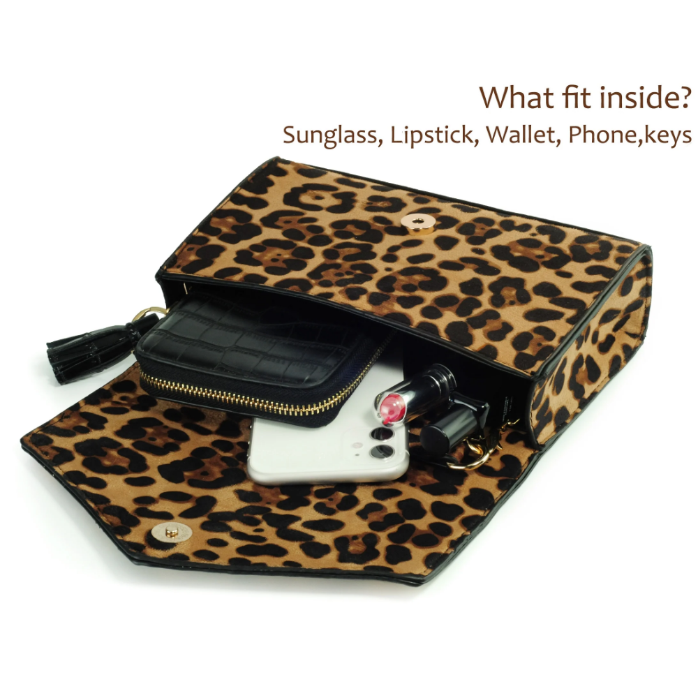 Leopard Print Envelope Evening Clutch