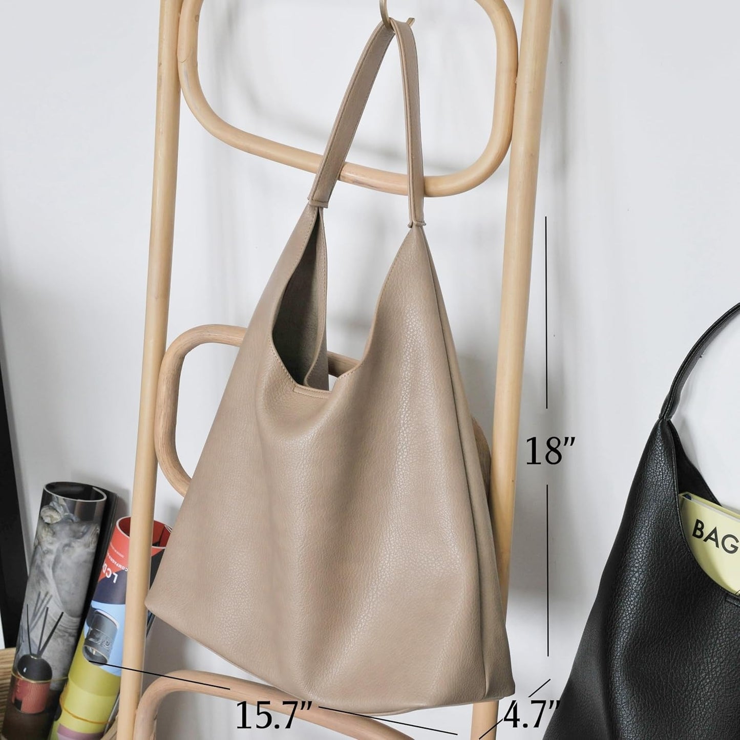 Soft Vegan Leather Hobo Bag for Women - Nude