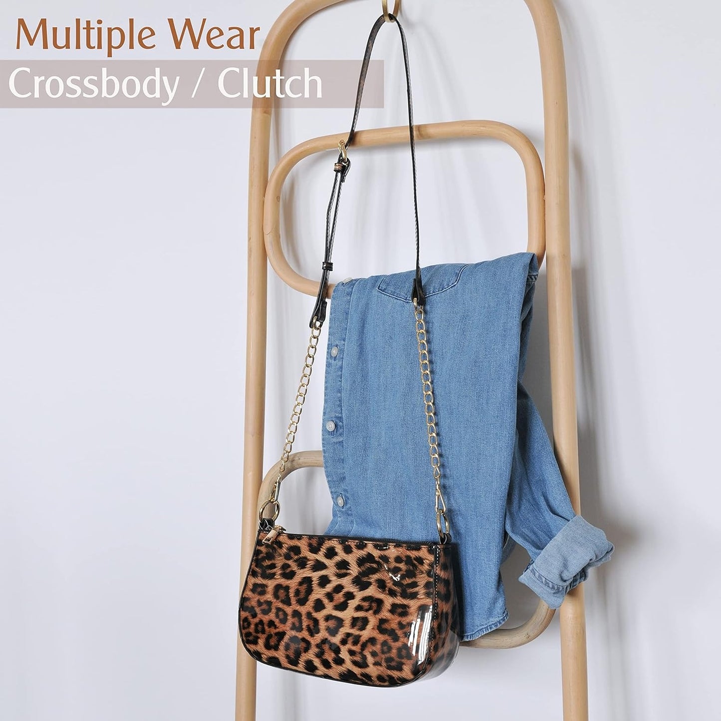 Leopard 90s Women Shoulder Bag Glossy Patent Leather Crossbody Bag