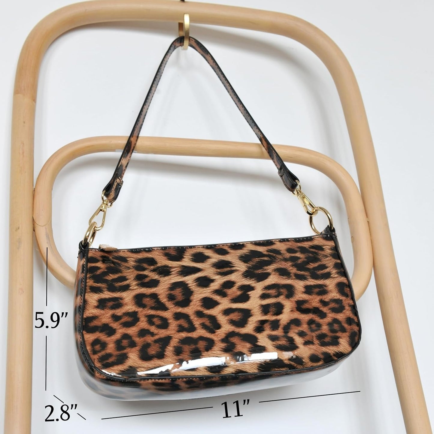 Leopard 90s Women Shoulder Bag Glossy Patent Leather Crossbody Bag
