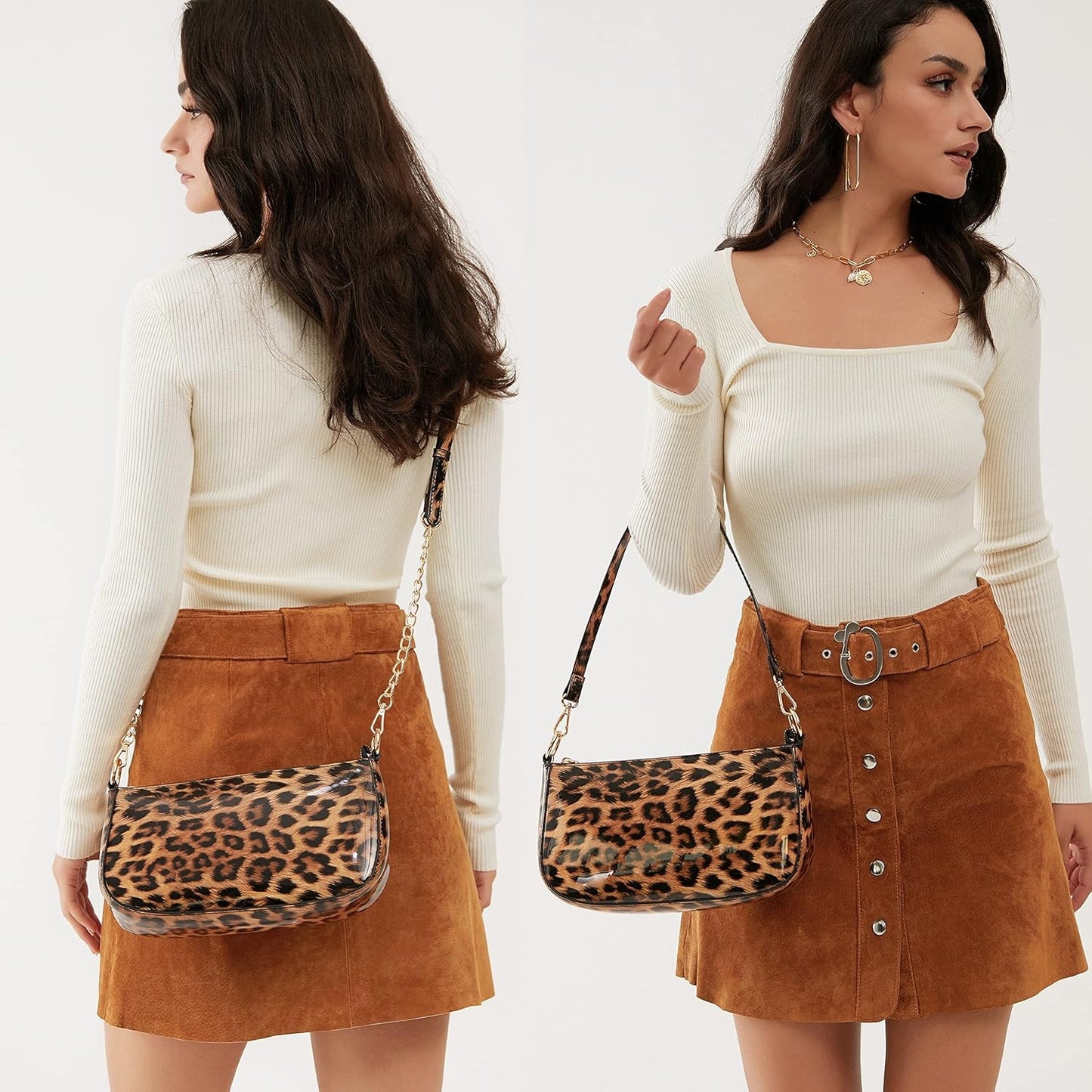 Leopard 90s Women Shoulder Bag Glossy Patent Leather Crossbody Bag