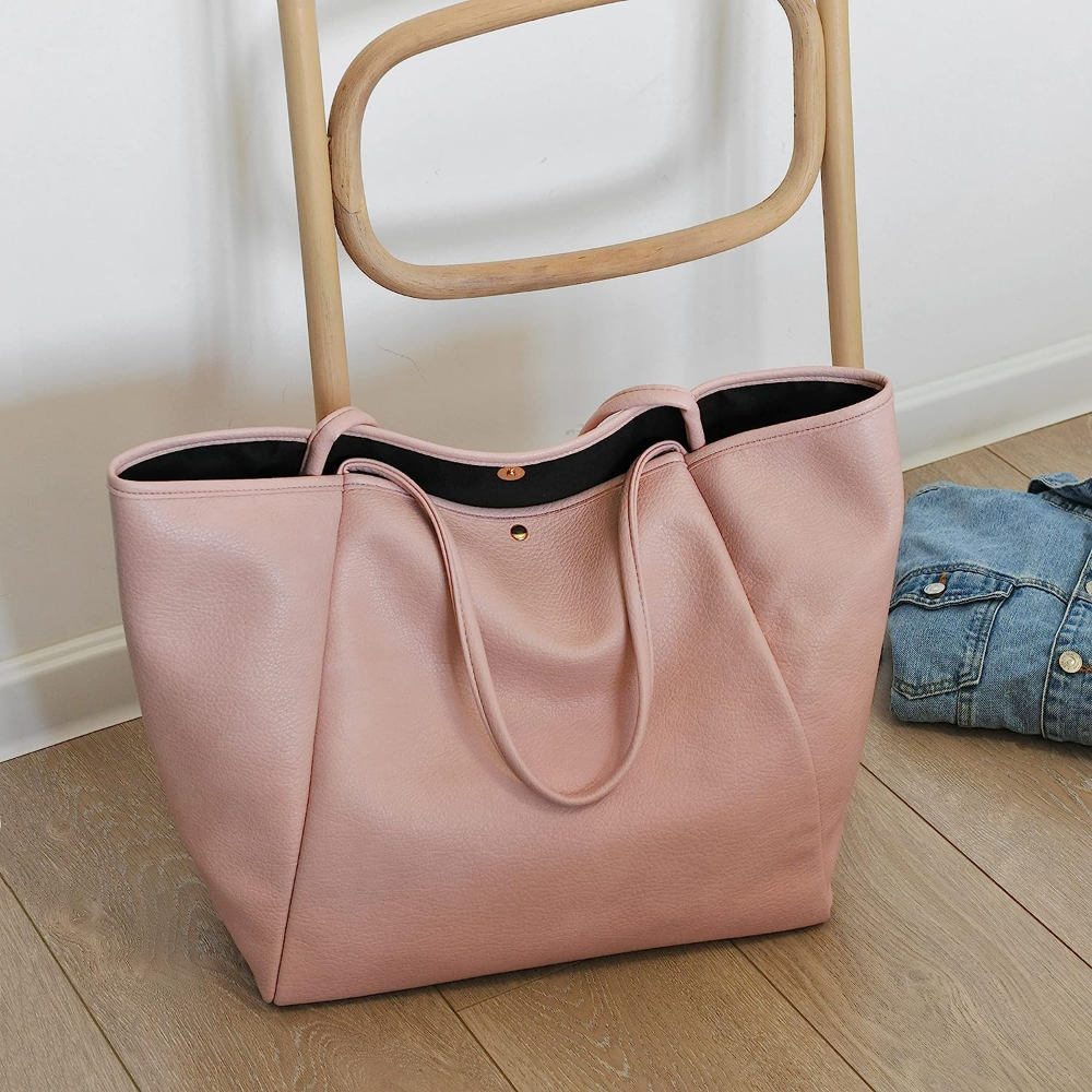 Oversize Vegan Leather Tote Women Weekender Bag Shopper Handbag Travel Purse