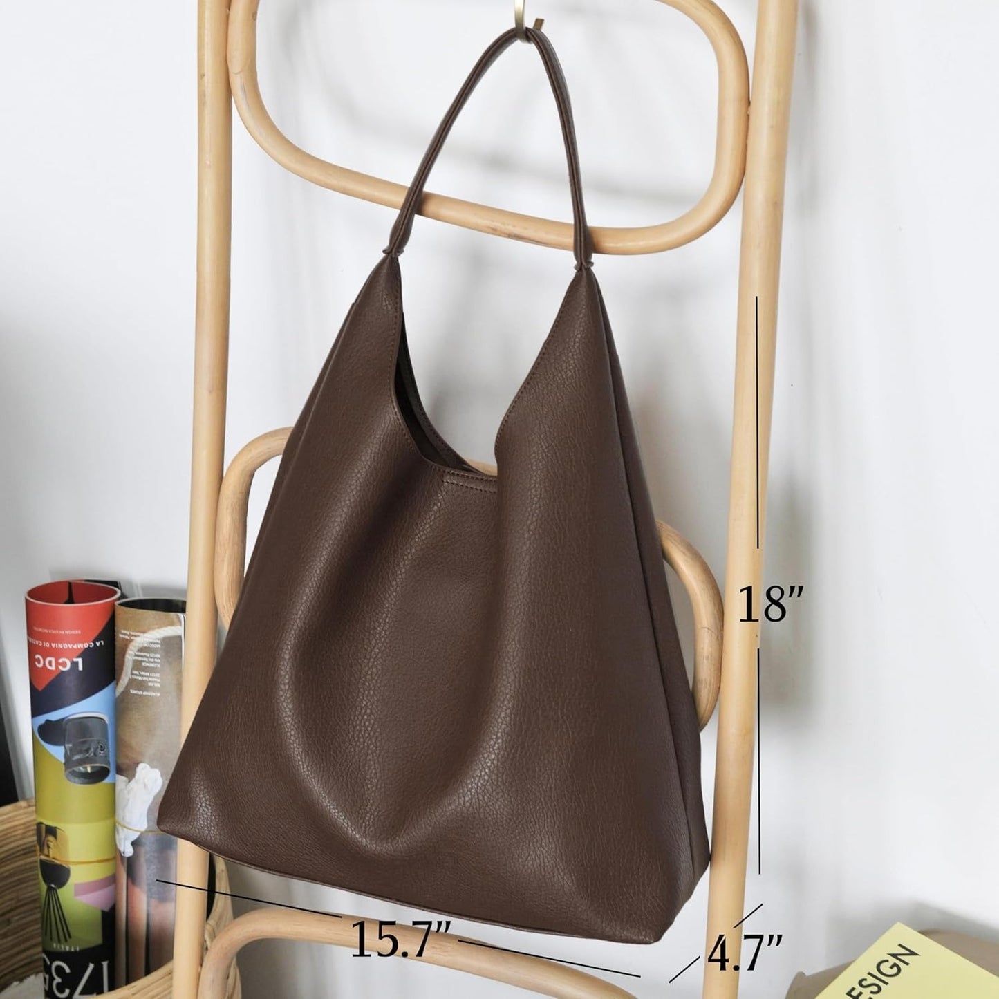 Soft Vegan Leather Hobo Bag for Women - Coffee