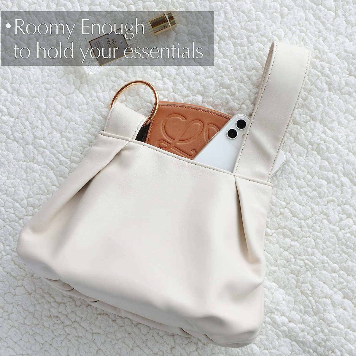 Women's Clutch Soft Vegan Leather Hobo Top Handle Bag Small Tote Purse