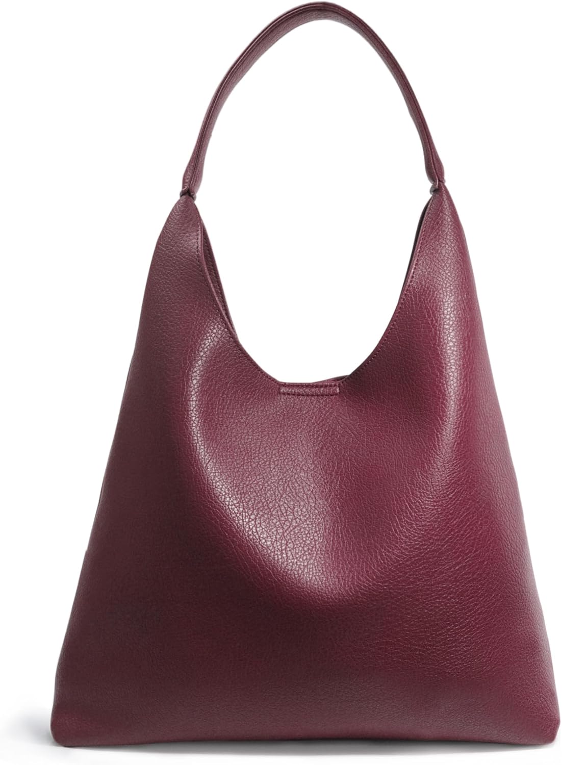 Soft Vegan Leather Hobo Bag for Women - Dark Red