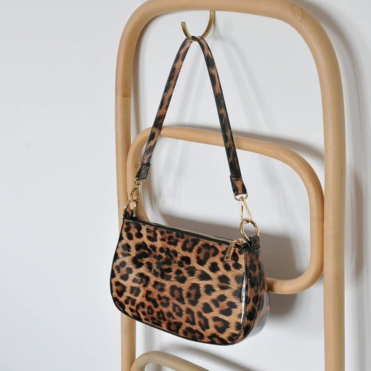 Leopard 90s Women Shoulder Bag Glossy Patent Leather Crossbody Bag