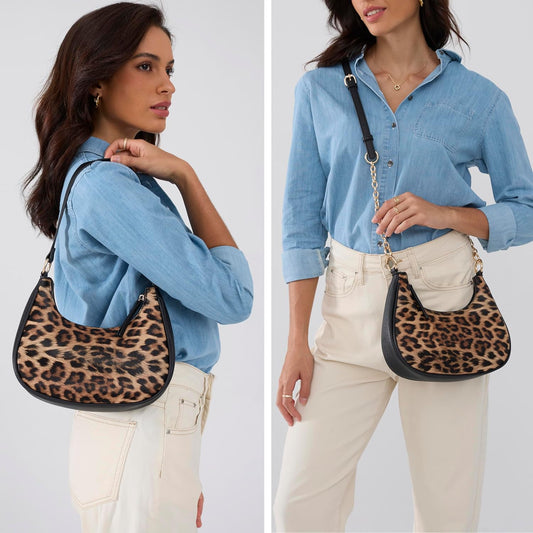 Crescent Shoulder Bag for Women Leopard Print
