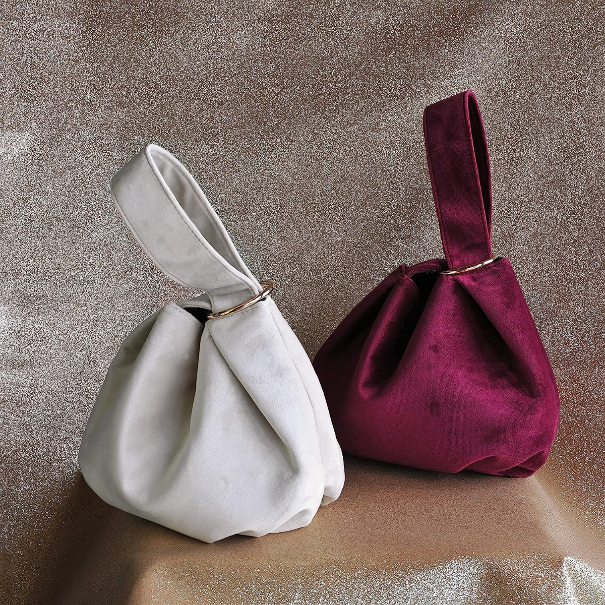 Women Clutch Velvet Top Handle Bag Wristlet Small Tote Purse
