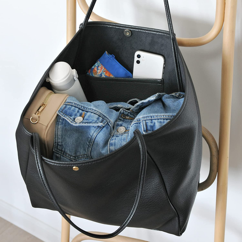 Oversize Vegan Leather Tote Women Weekender Bag Shopper Handbag Travel Purse